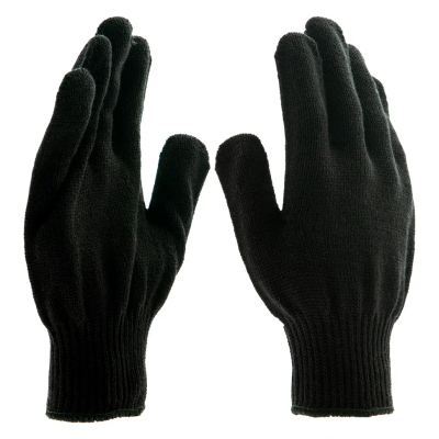 Перчатки трикотажные Сибртех акрил, черный, оверлок Россия - фото 1