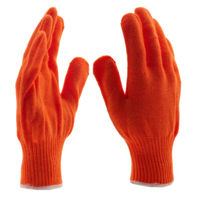 Перчатки трикотажные Сибртех акрил, оранжевый, оверлок Россия - фото 1