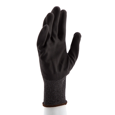 Перчатки трикотажные Сибртех с черным полиуретановым покрытием, размер L, 15 класс вязки - фото 1