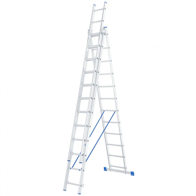 Лестница Сибртех 3х12 ступеней, алюминиевая, трехсекционная, Россия - фото 1