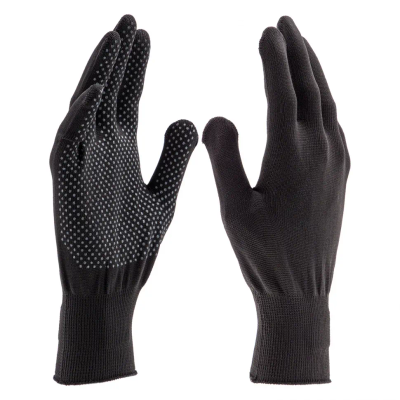 Перчатки Нейлон, ПВХ точка, 13 класс, черные, XL Россия - фото 1