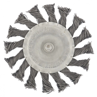 Щетка для дрели, 100 мм, плоская со шпилькой, крученая металлическая проволока Сибртех - фото 1
