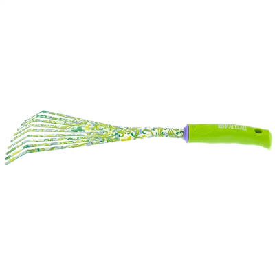 Грабли веерные 9 - зубые, 130 х 415 мм, стальные, пластиковая рукоятка, Flower Green, Palisad - фото 1