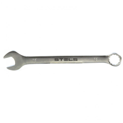 Ключ комбинированный, 15 мм, CrV, матовый хром Stels - фото 1