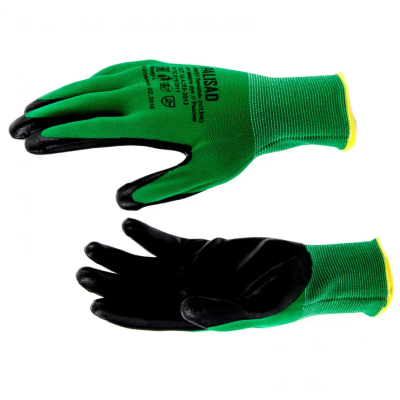 Перчатки полиэфирные с черным нитрильным покрытием маслобензостойкие, L, 15 класс вязки Palisad - фото 1