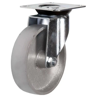 Большегрузное чугунное колесо без резины поворотное с площадкой SCss 42 (100 мм