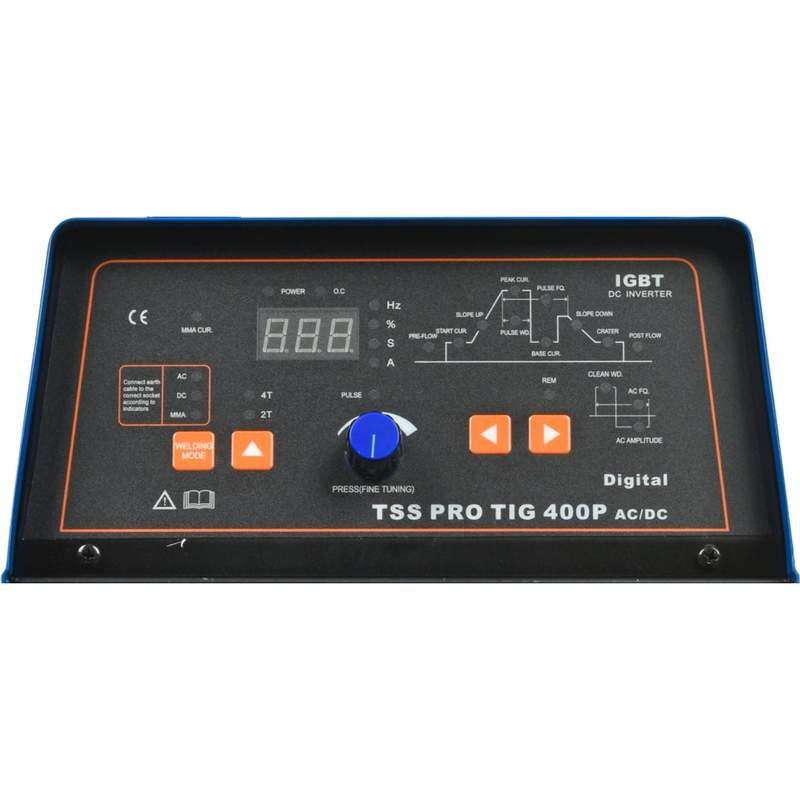 Аппарат TIG для сварки алюминия ТСС PRO TIG/MMA 400P AC/DC Digital (панель управления)