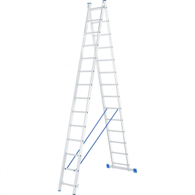Лестница Сибртех 2х14 ступеней, алюминиевая, двухсекционная, Россия - фото 1