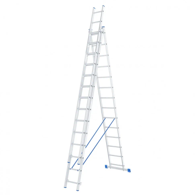 Лестница Сибртех 3х14 ступеней, алюминиевая, трехсекционная, Россия - фото 1